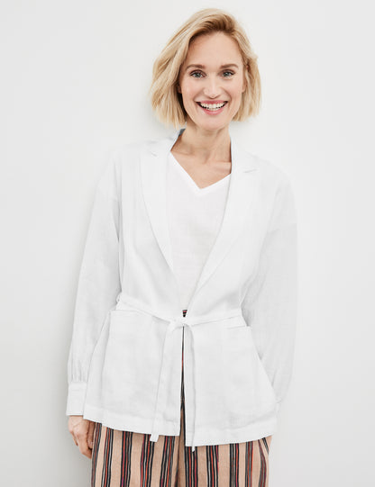 Casual Linen Blazer With A Waistband