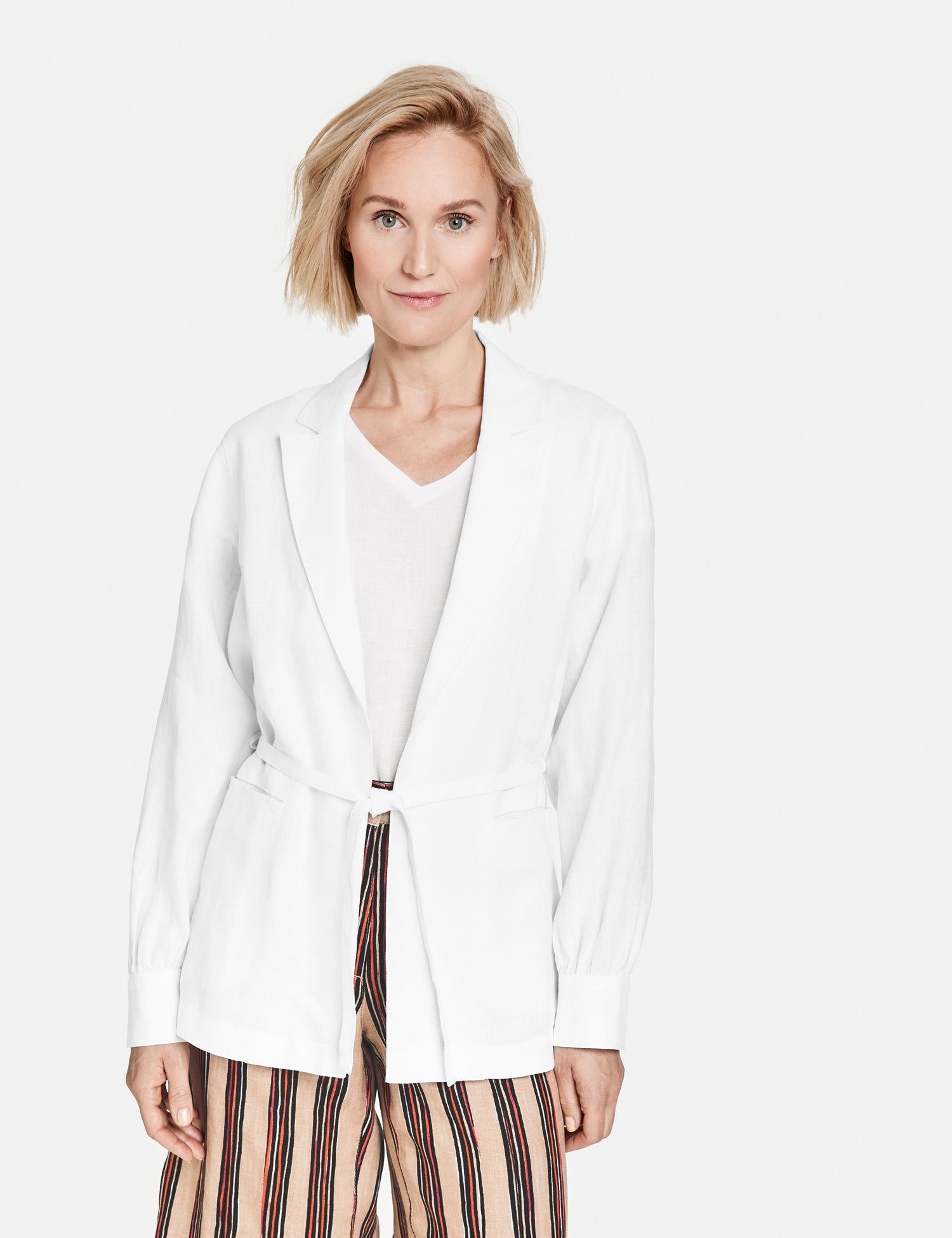 Casual Linen Blazer With A Waistband