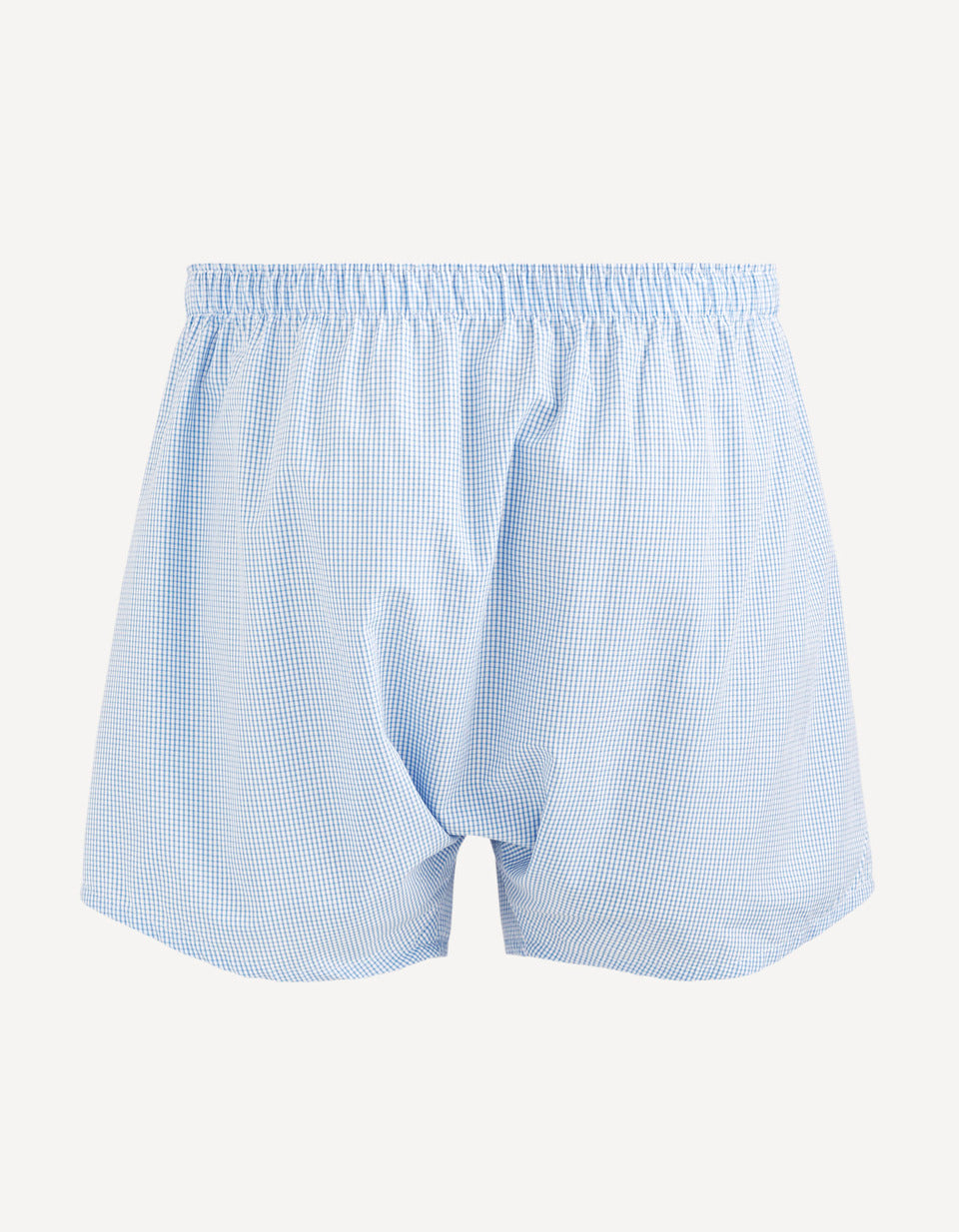 Checked 100% Cotton Poplin Boxer Shorts - Blue - 02