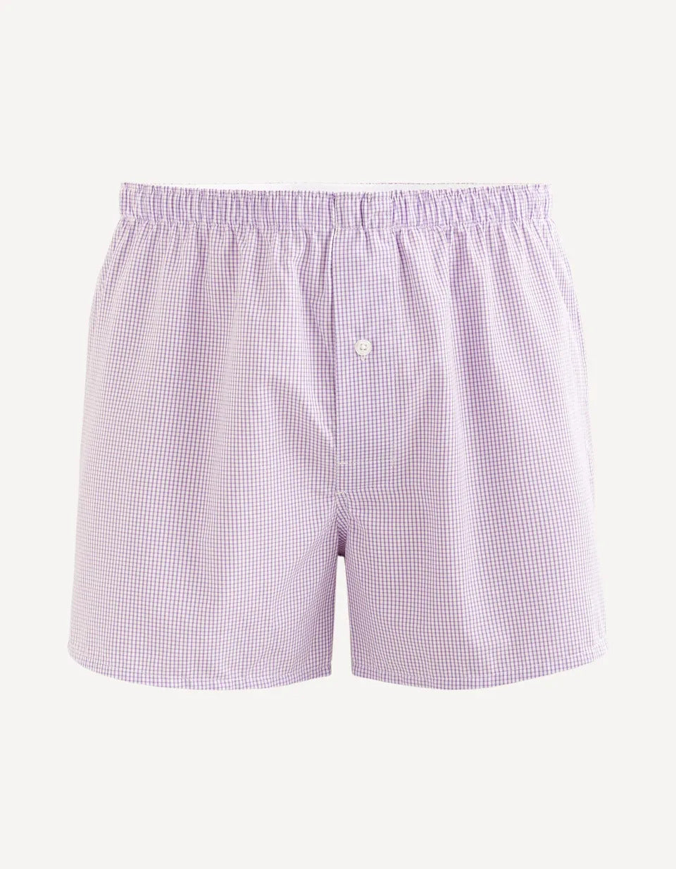 Checked 100% Cotton Poplin Boxer Shorts - Lilac - 01