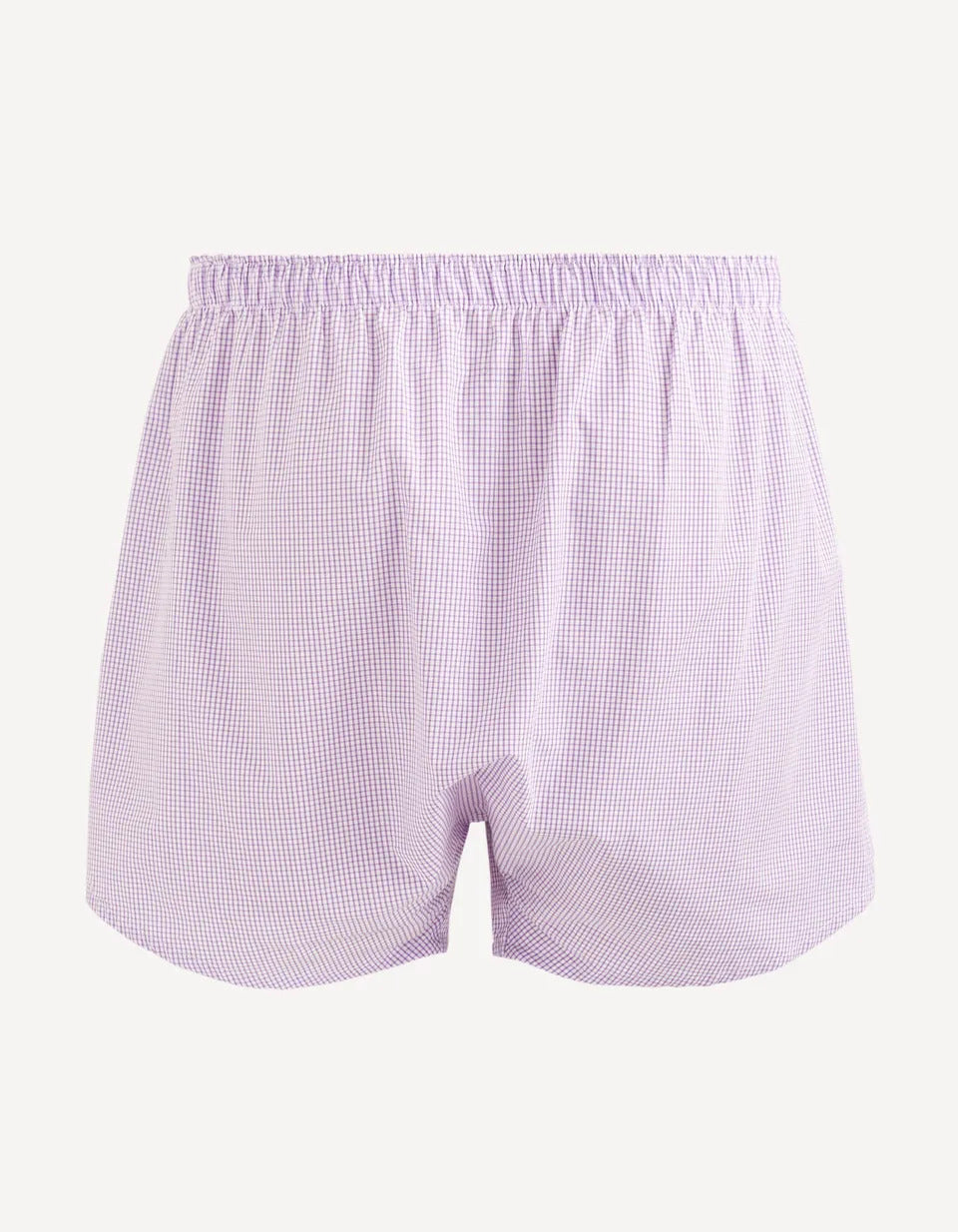 Checked 100% Cotton Poplin Boxer Shorts - Lilac - 02
