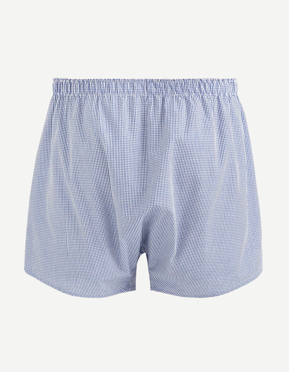 Checked 100% Cotton Poplin Boxer Shorts - Navy - 02