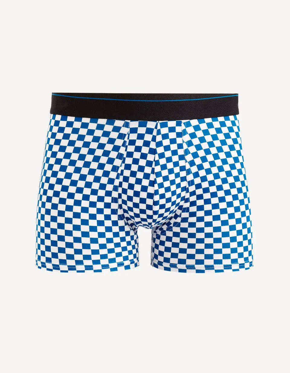 Checkerboard Stretch Cotton Boxers - Blue - 01