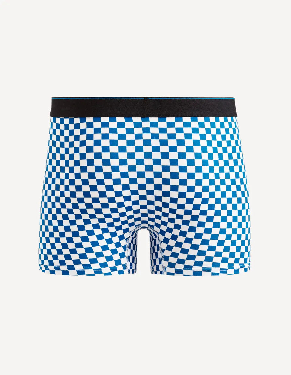 Checkerboard Stretch Cotton Boxers - Blue - 02