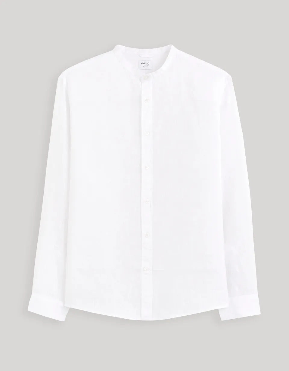 Chemise Col Mao Regular 100% Lin - Blanc - 03