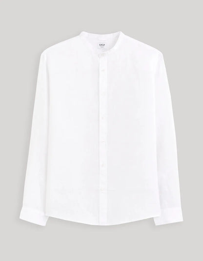 Chemise Col Mao Regular 100% Lin - Blanc - 03