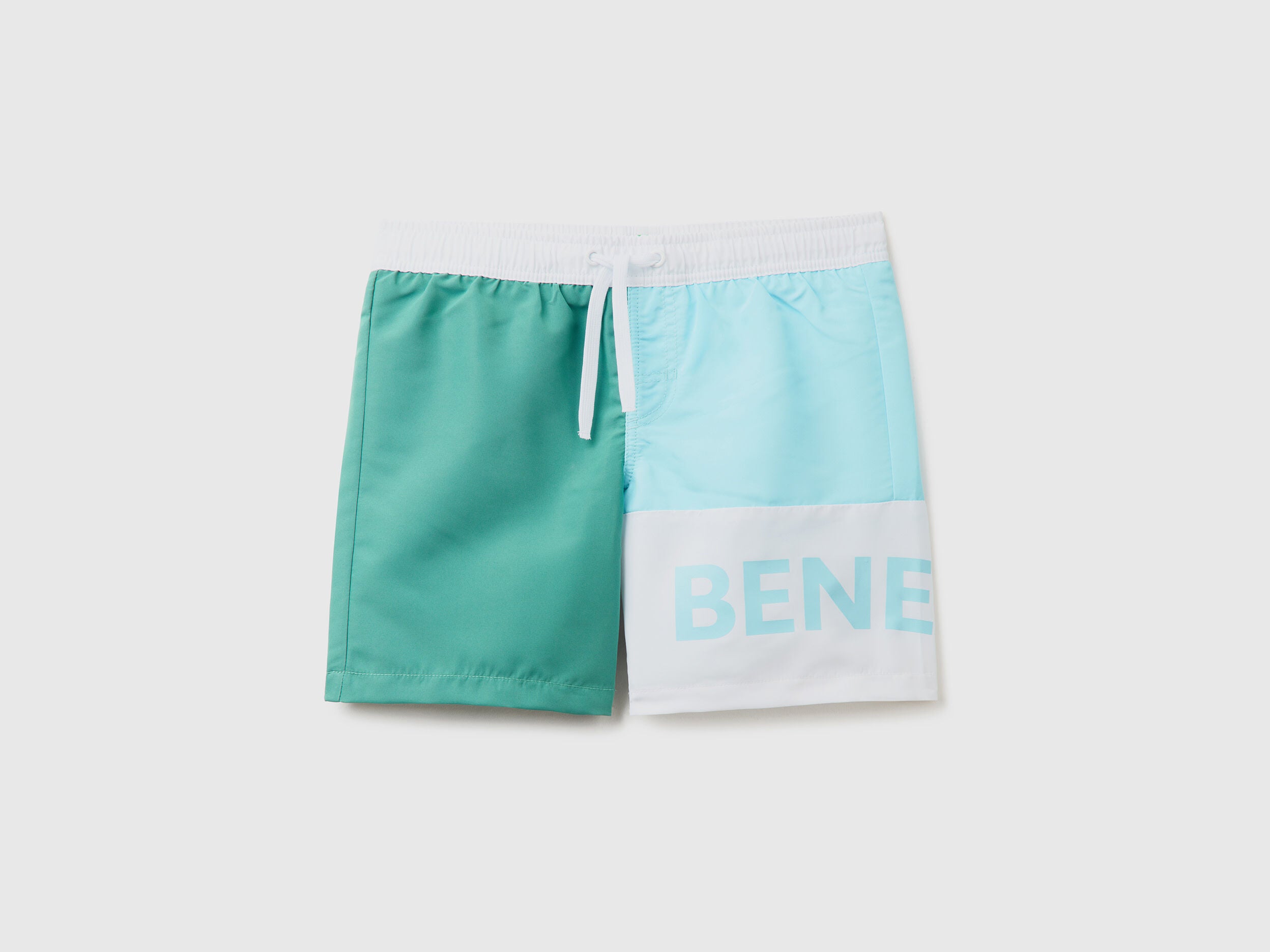 Color Block Swim Trunks With Logo - BEVAVA