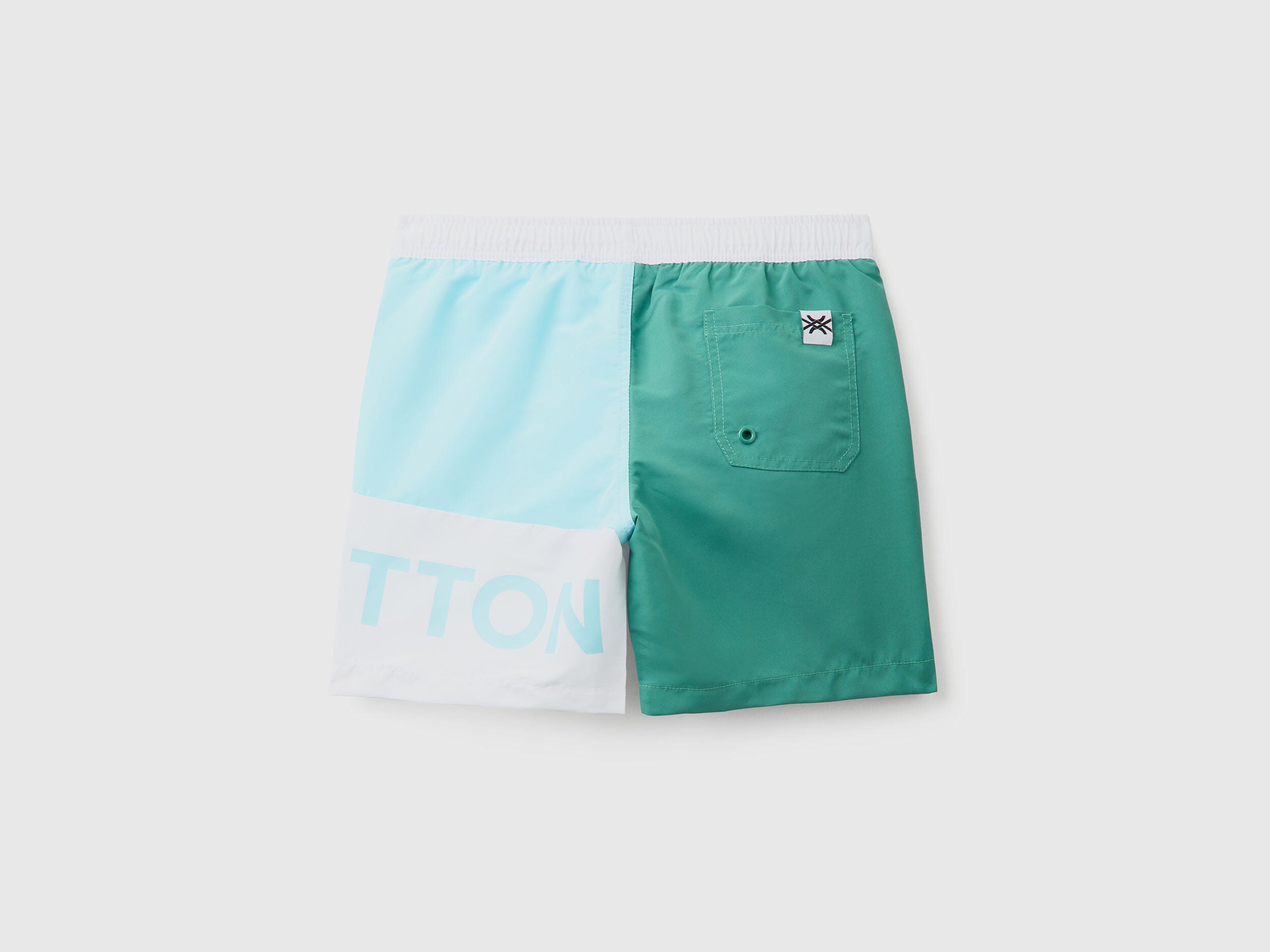 Color Block Swim Trunks With Logo - BEVAVA