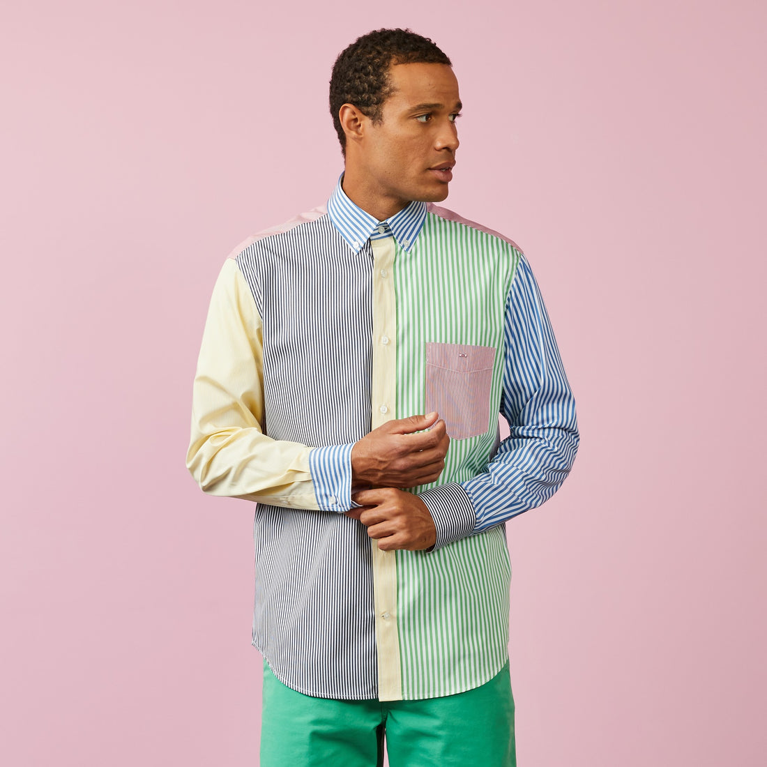 Colour-Block Shirt With Multicolour Stripes - 02