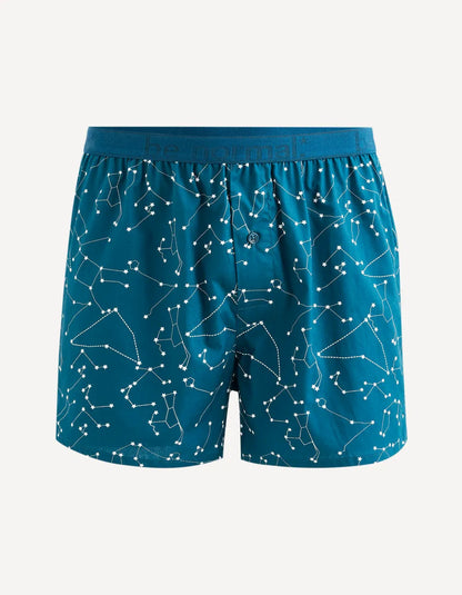 Constellation 100% Cotton Poplin Boxer Shorts - Petrol Blue - 01