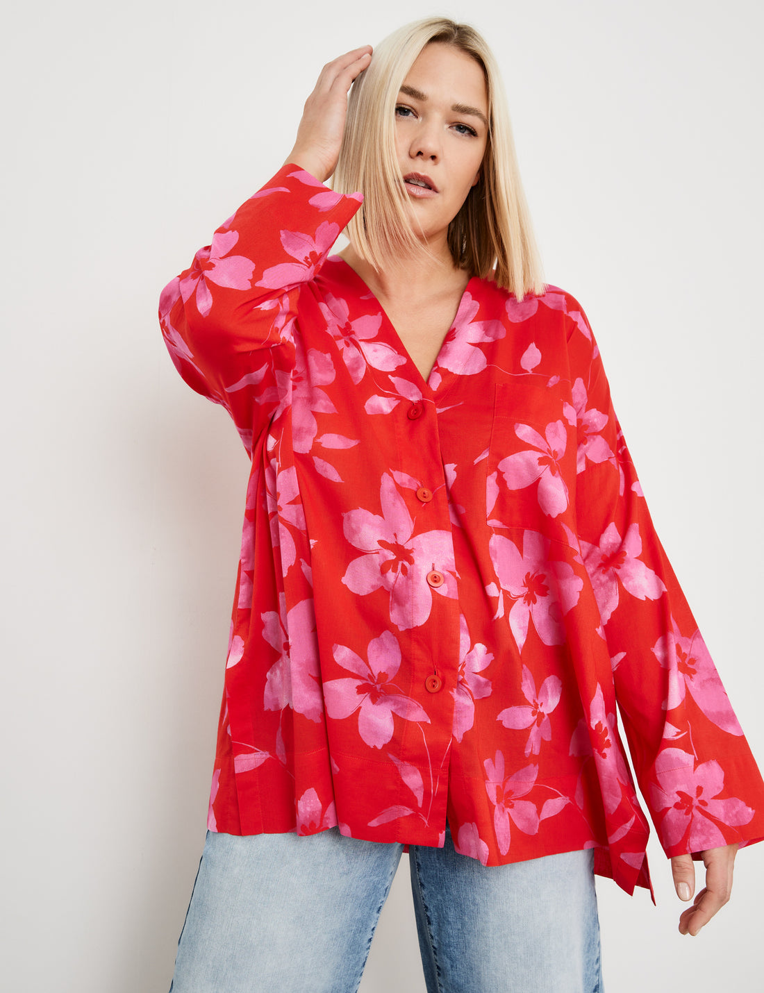 Cotton Blouse With Large Flowers