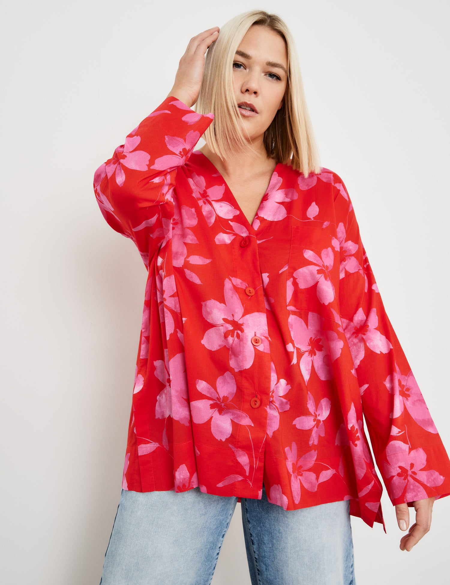 Cotton Blouse With Large Flowers