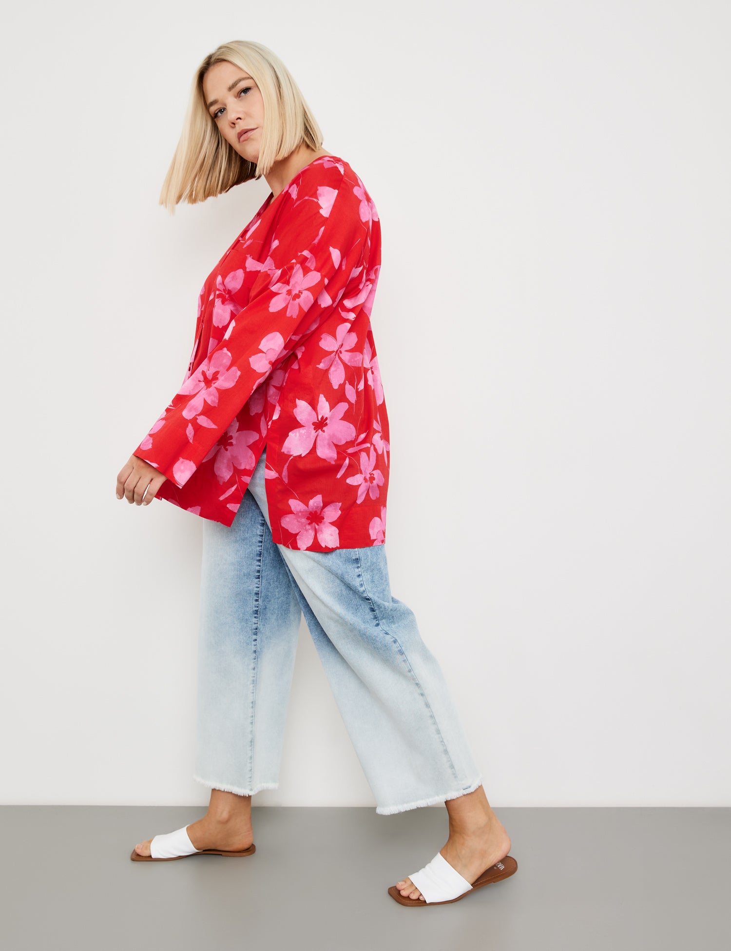 Cotton Blouse With Large Flowers