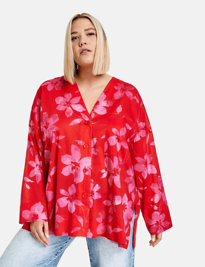 Cotton Blouse With Large Flowers