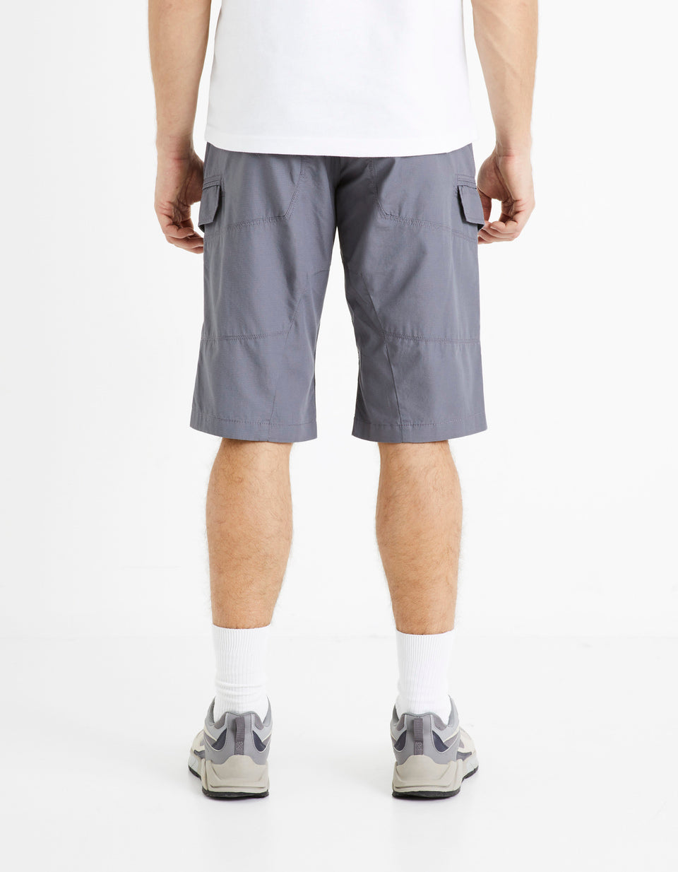 100% Cotton Cargo Shorts - Gray - 02