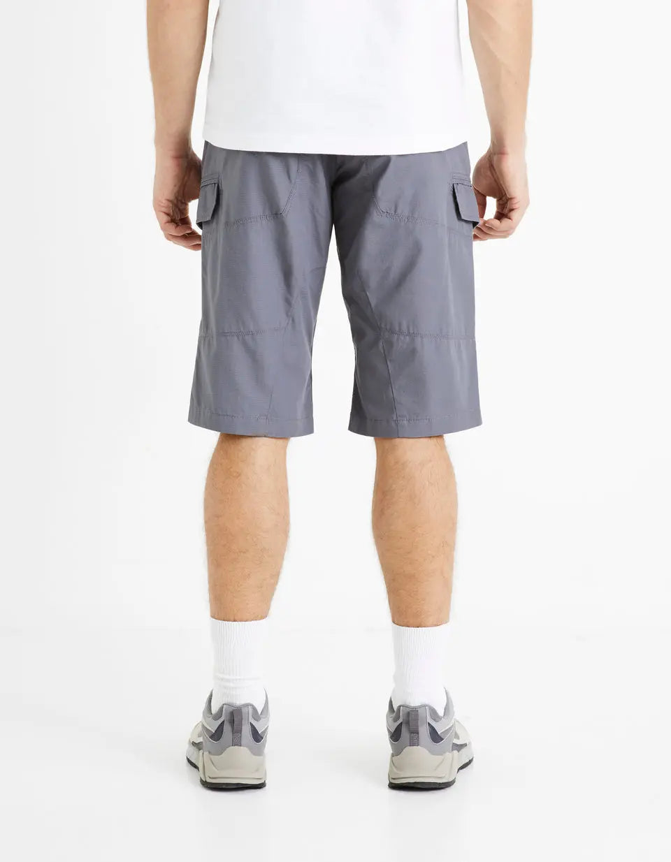 100% Cotton Cargo Shorts - Gray - 02