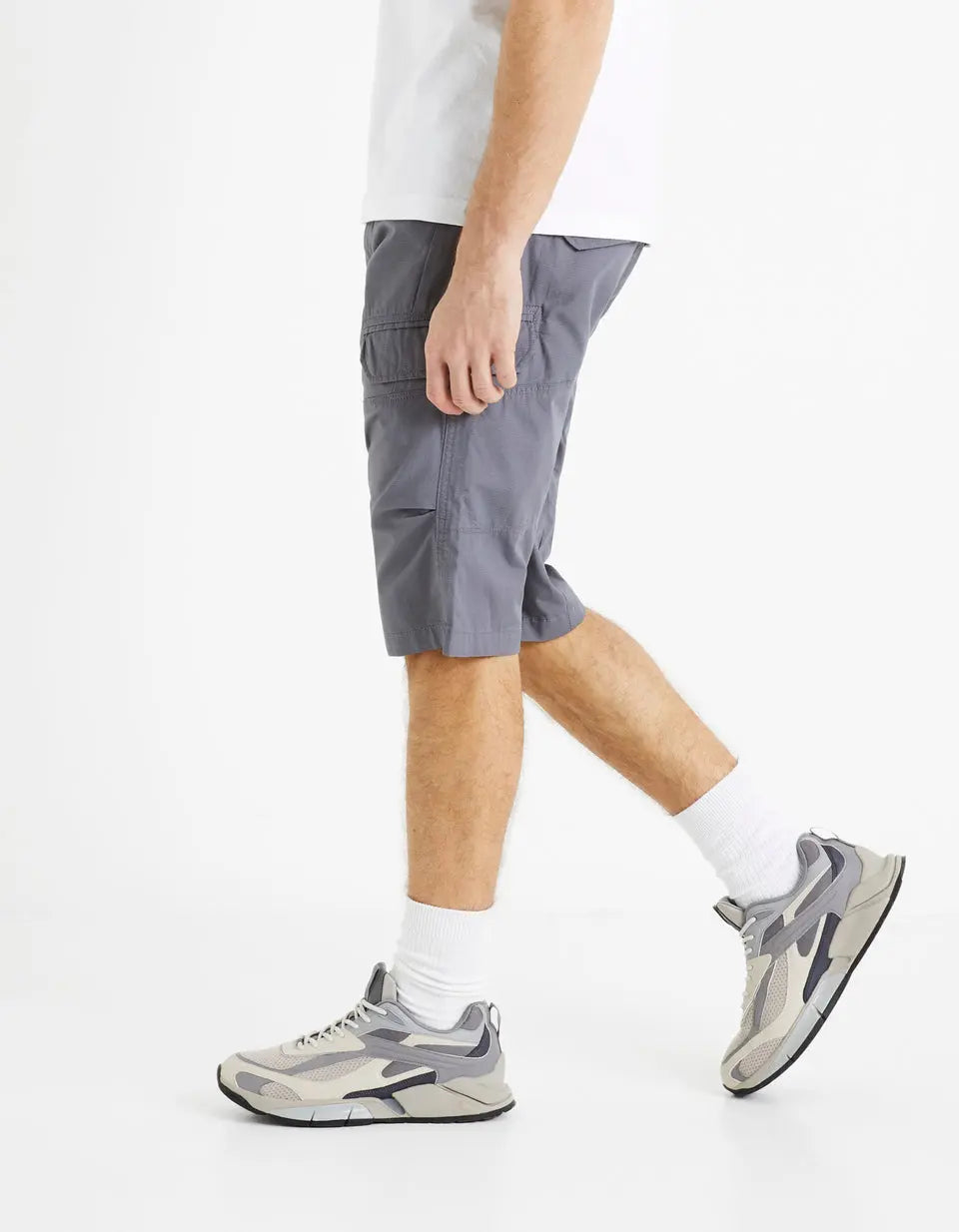 100% Cotton Cargo Shorts - Gray - 03