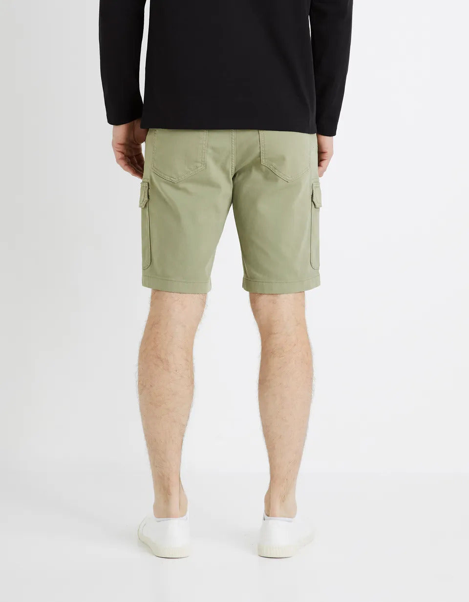 Cotton Elastane Cargo Bermuda Shorts - Khaki - 03