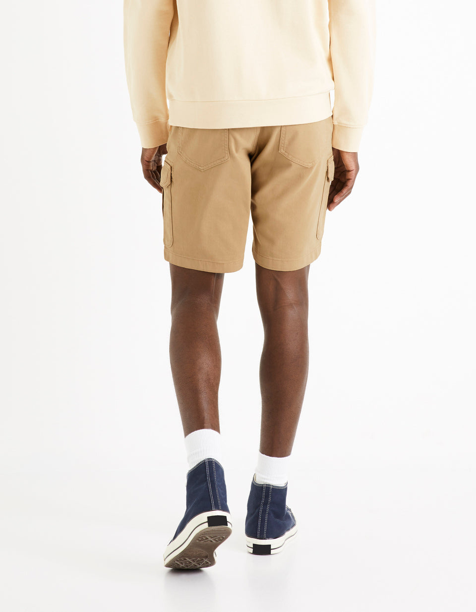 Cotton Elastane Cargo Bermuda Shorts - Sand - 03