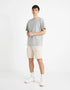 Cotton Elastane Cargo Bermuda Shorts - Sand - 01