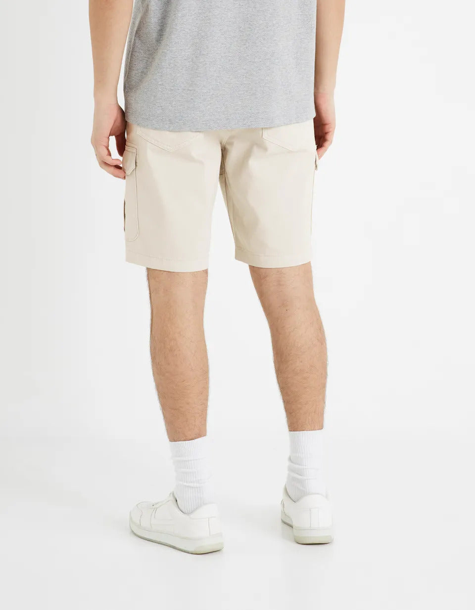 Cotton Elastane Cargo Bermuda Shorts - Sand - 04