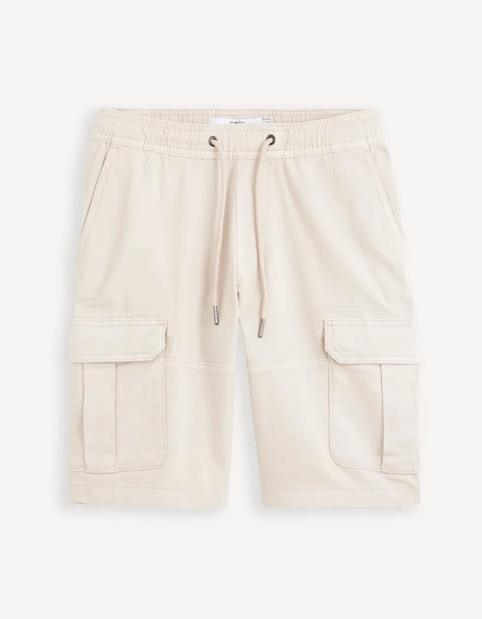 Cotton Elastane Cargo Bermuda Shorts - Sand - 05