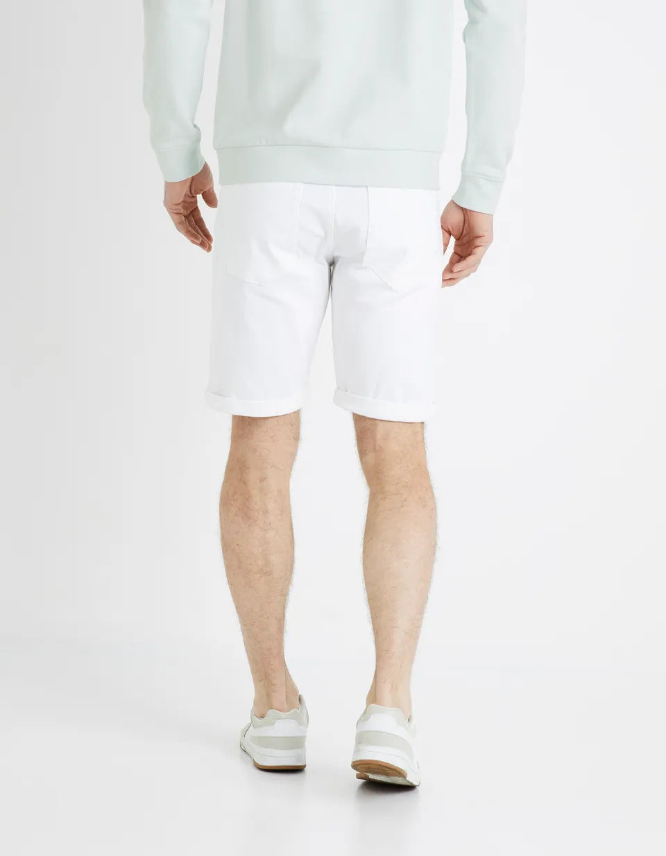 Cotton Elastane Denim Shorts - White - 04