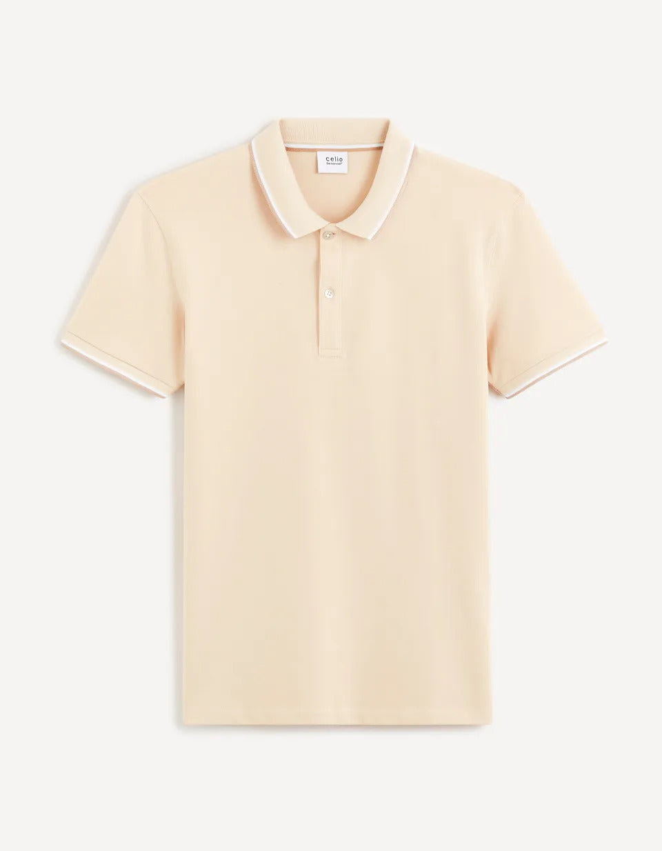 Cotton Elastane Piqué Polo Shirt - Beige - 03