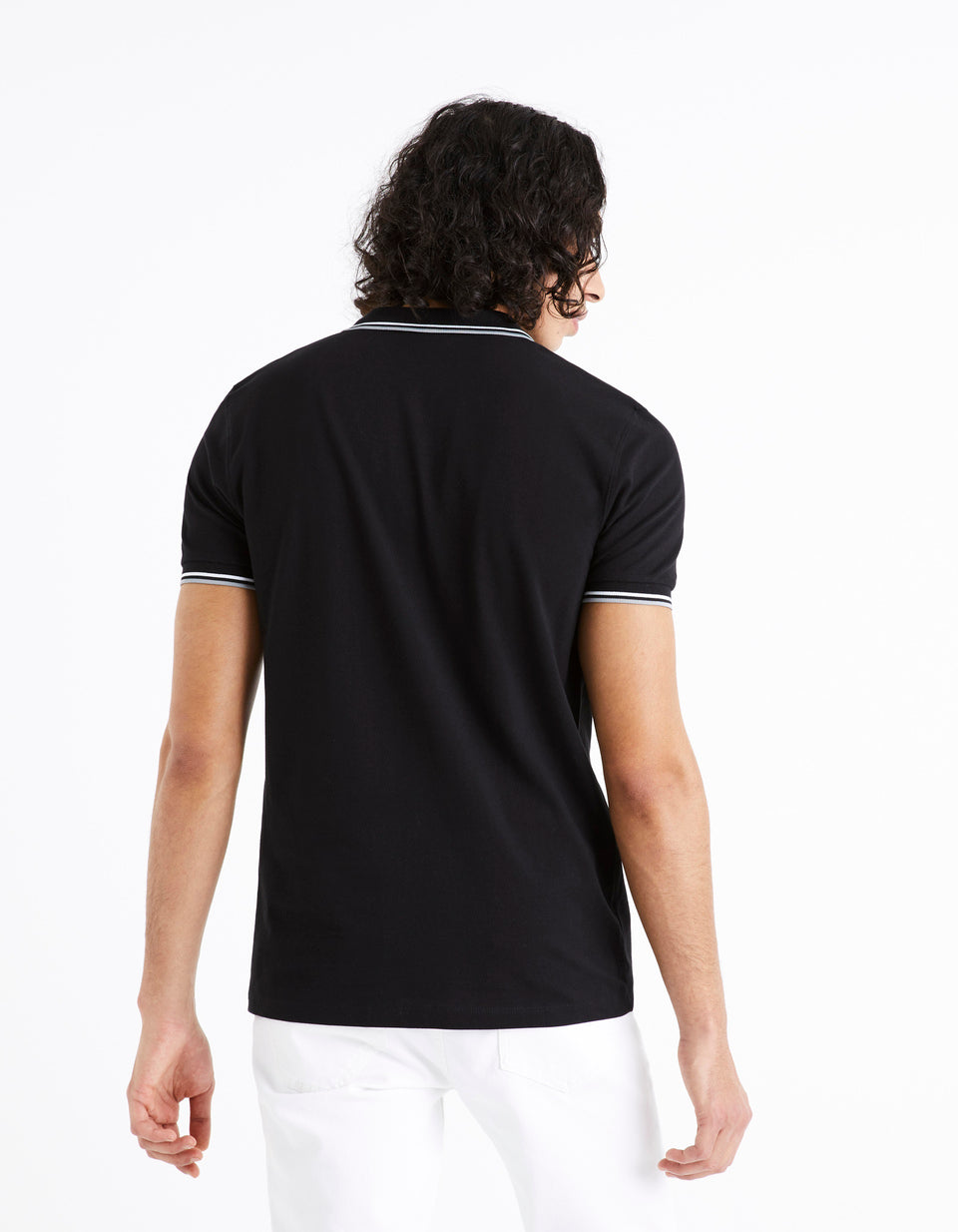 Cotton Elastane Piqué Polo Shirt - Black - 02