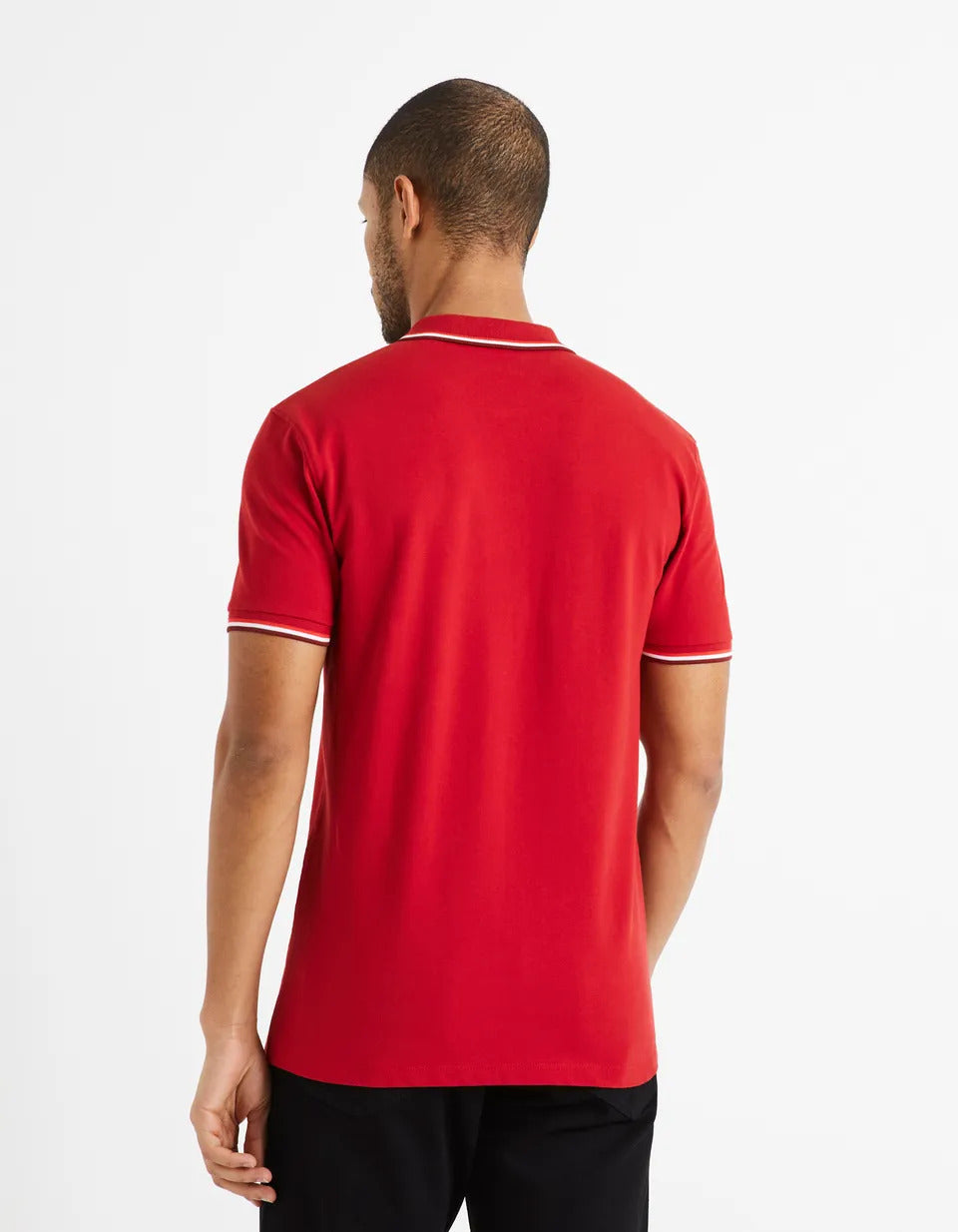 Cotton Elastane Piqué Polo Shirt - Red - 02