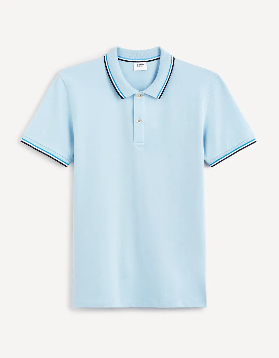 Cotton Elastane Piqué Polo Shirt - Sky Blue - 03