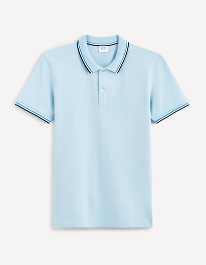 Cotton Elastane Piqué Polo Shirt - Sky Blue - 03