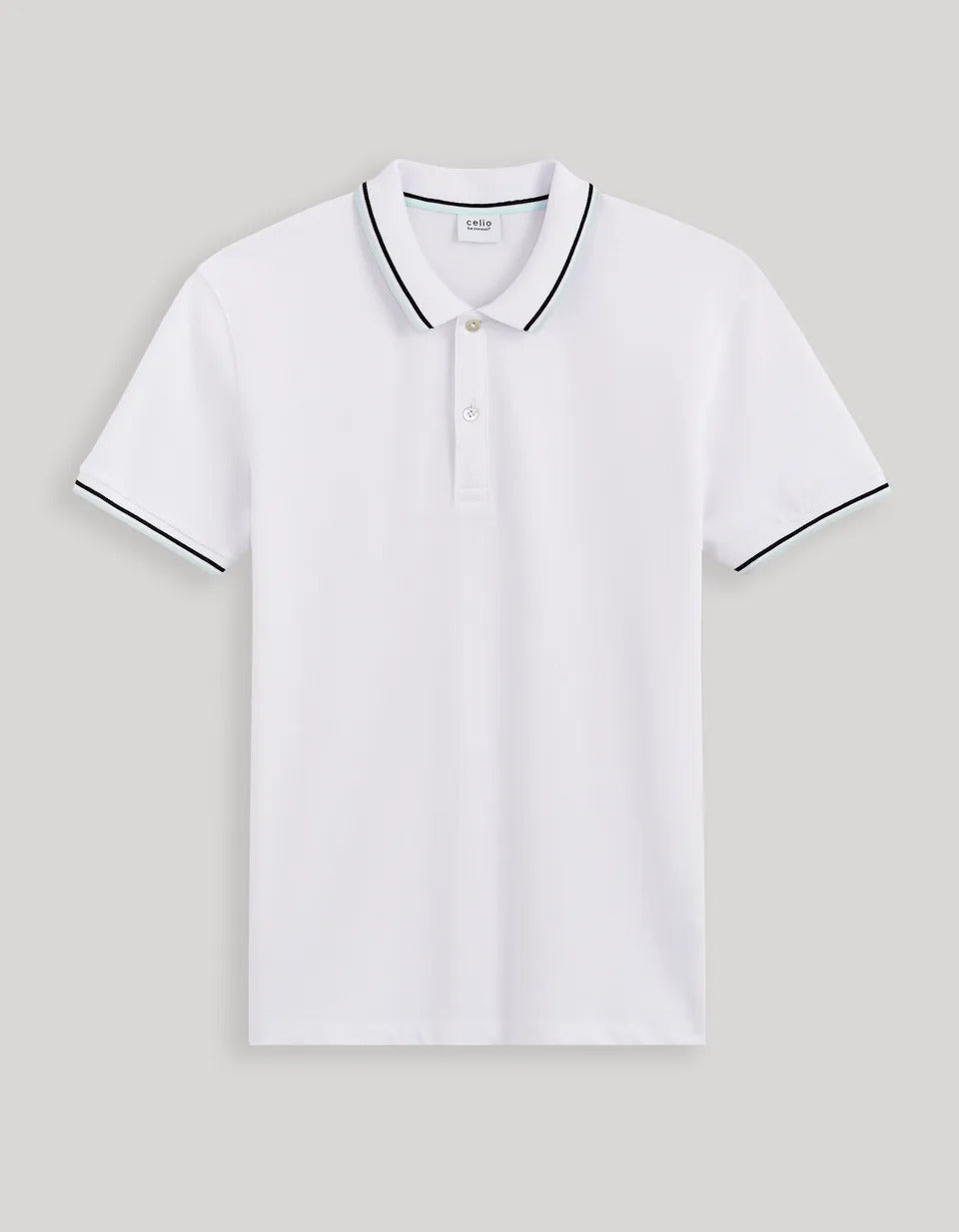 Cotton Elastane Piqué Polo Shirt - White - 03