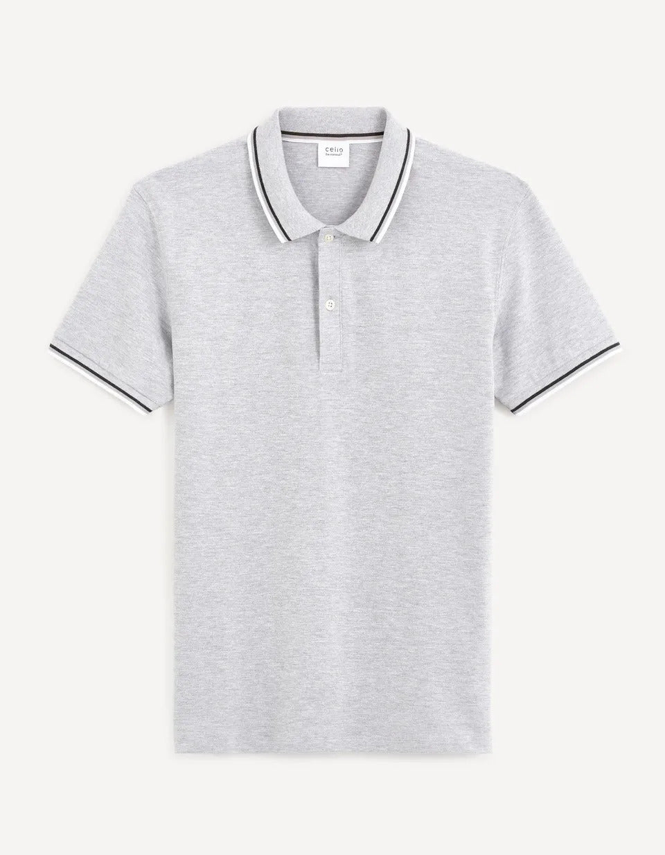 Cotton Elasthanne Piqué Polo Shirt - Gray - 03