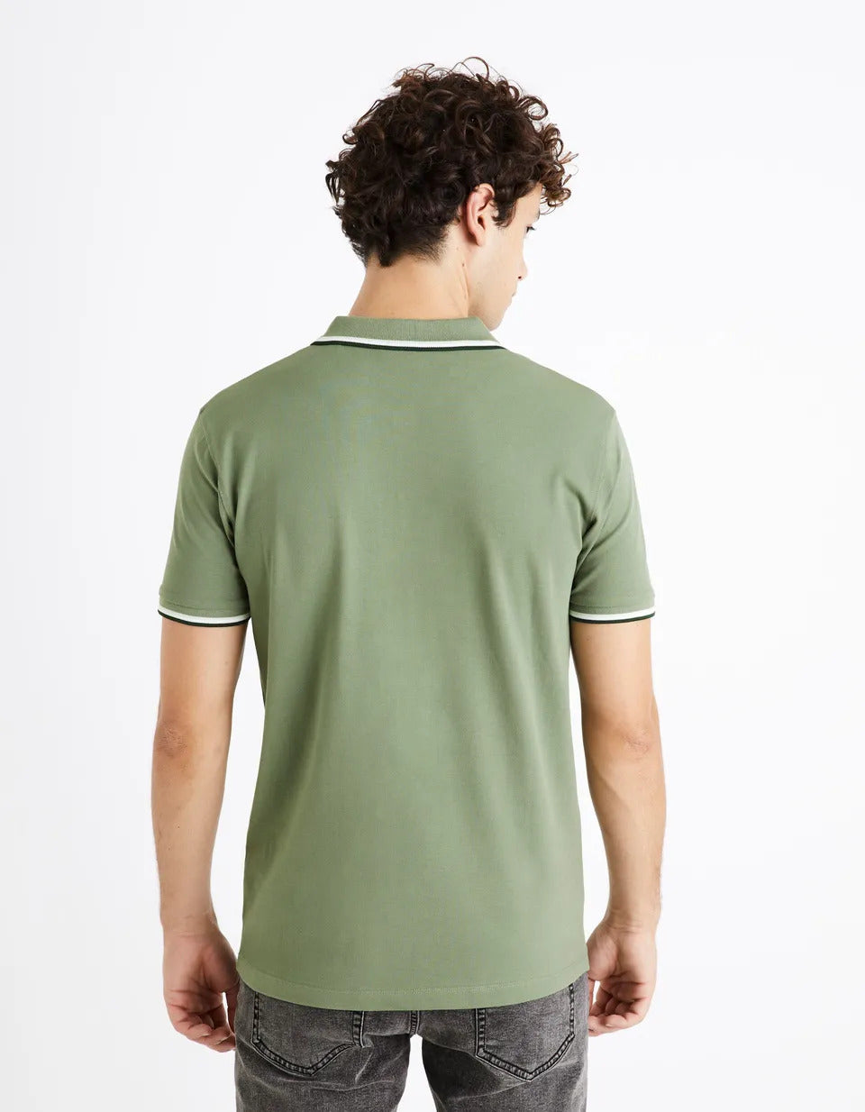 Cotton Elasthanne Piqué Polo Shirt - Khaki - 02