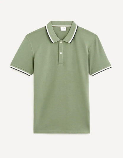Cotton Elasthanne Piqué Polo Shirt - Khaki - 03