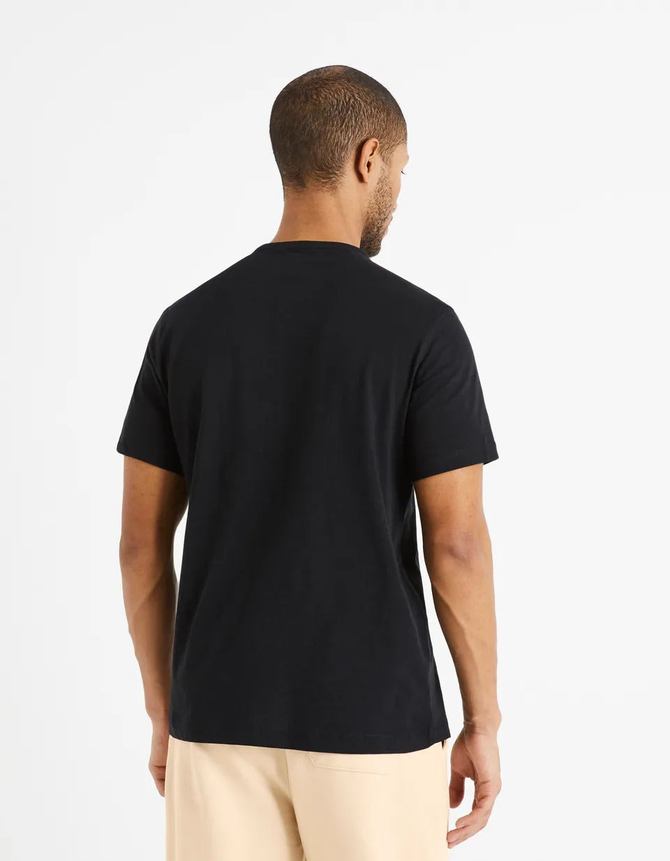 100% Cotton Henley Collar T-Shirt - Black - 02