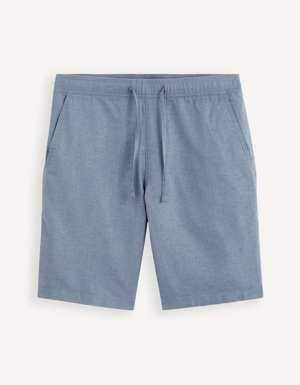 Cotton Linen Bermuda Shorts - Blue - 05