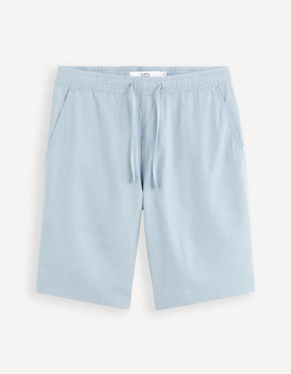 Cotton Linen Bermuda Shorts - Sky Blue - 05