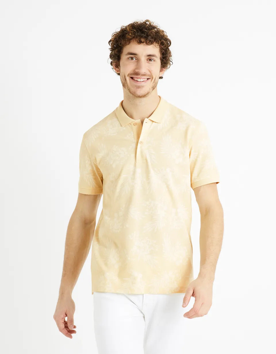 100% Cotton Piqué Polo Shirt - Beige - 01