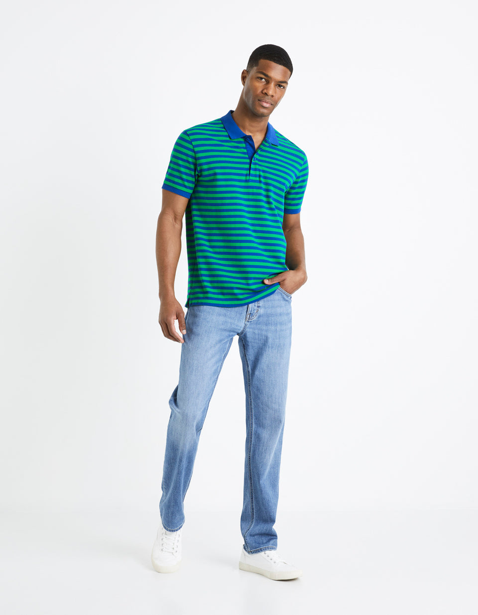 100% Cotton Piqué Polo Shirt - Blue - 01