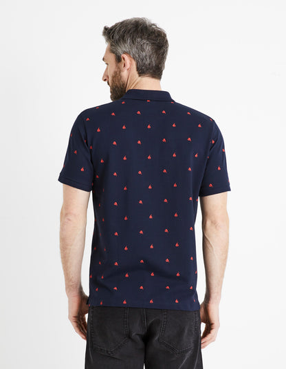 100% Cotton Piqué Polo Shirt - Navy - 02