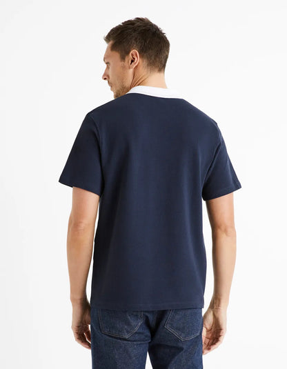 100% Cotton Piqué Polo Shirt - Navy - 02