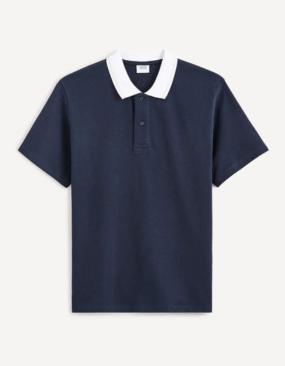 100% Cotton Piqué Polo Shirt - Navy - 03