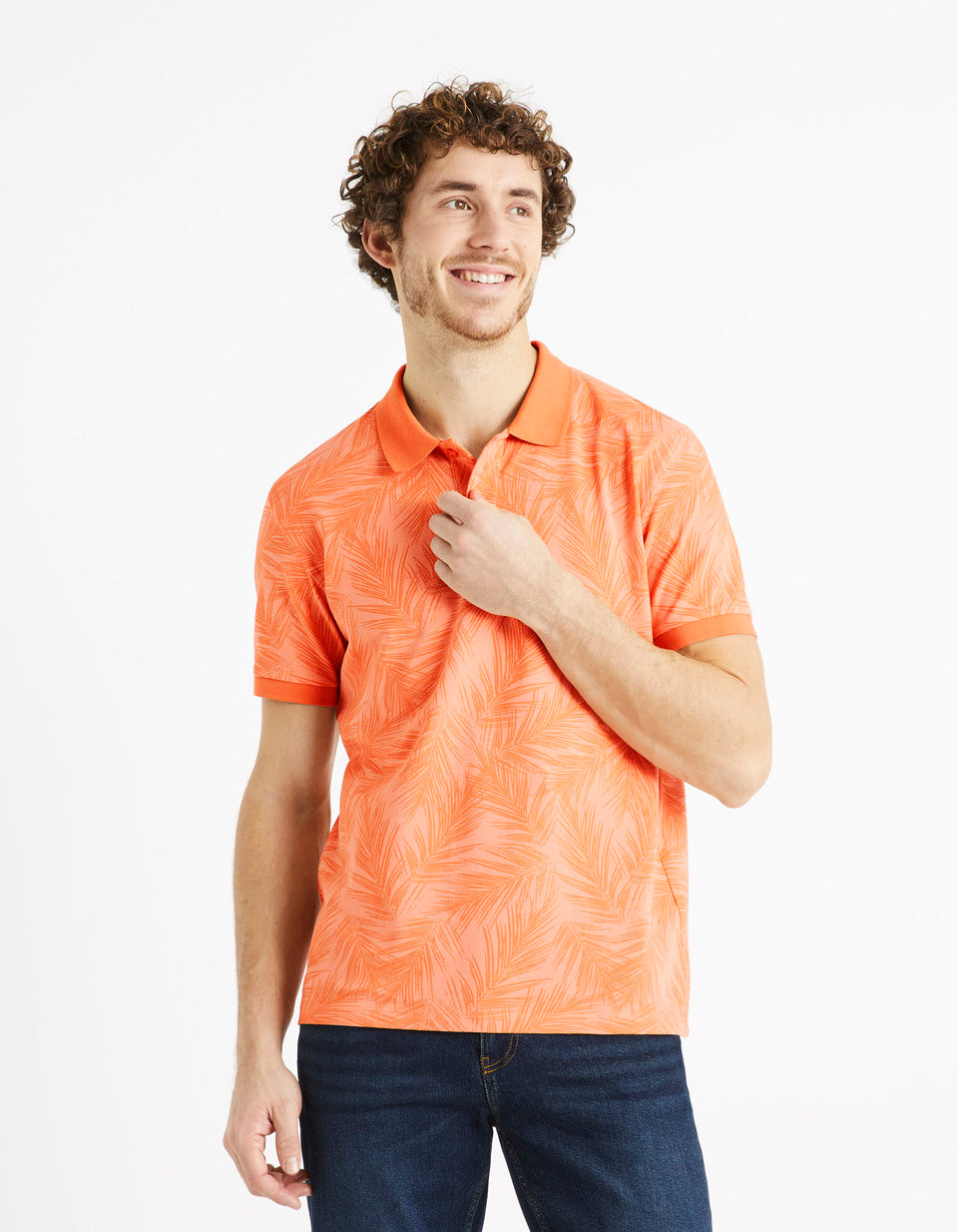 100% Cotton Pique Polo Shirt - Terracotta - 01