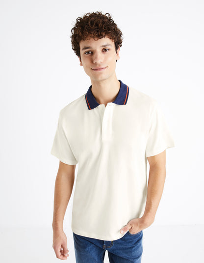 100% Cotton Piqué Polo Shirt - White - 01