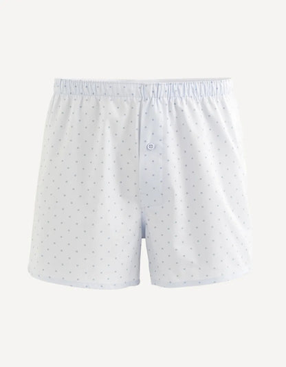 100% Cotton Poplin Boxer Shorts - Blue - 01