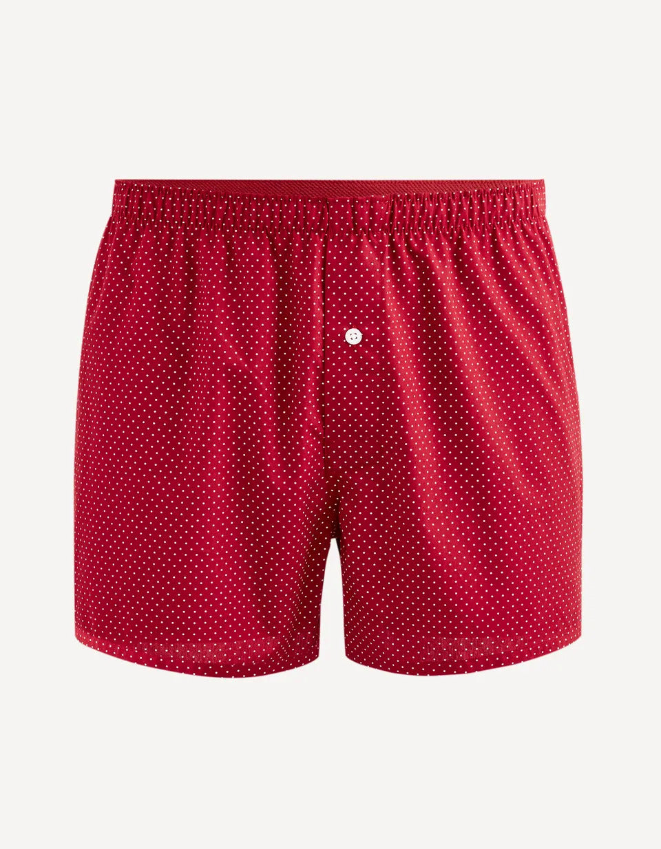 100% Cotton Poplin Boxer Shorts With Polka Dots - Burgundy - 01