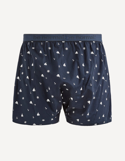 100% Cotton Poplin Shorts, Small Boat - Navy - 02