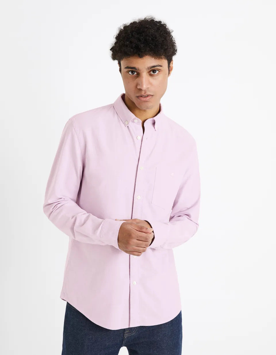 100% Cotton Regular Oxford Shirt - Mauve - 01